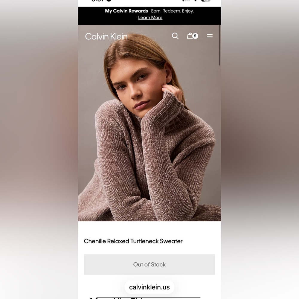 Calvin Klein Chenille Relaxed Turtleneck Sweater size xs nwot